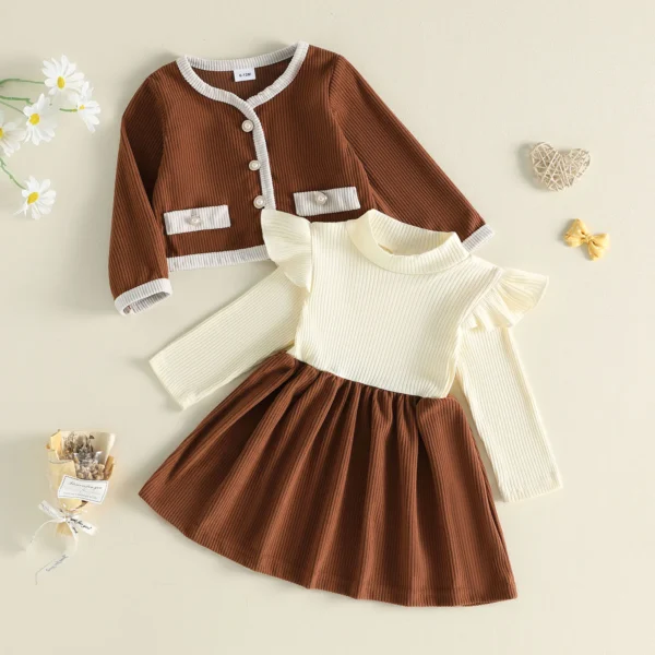 Cardigan & Patchwork Dress Set