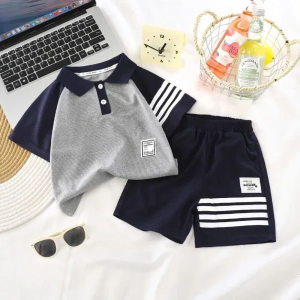 Waffle Knit Polo & Shorts Set