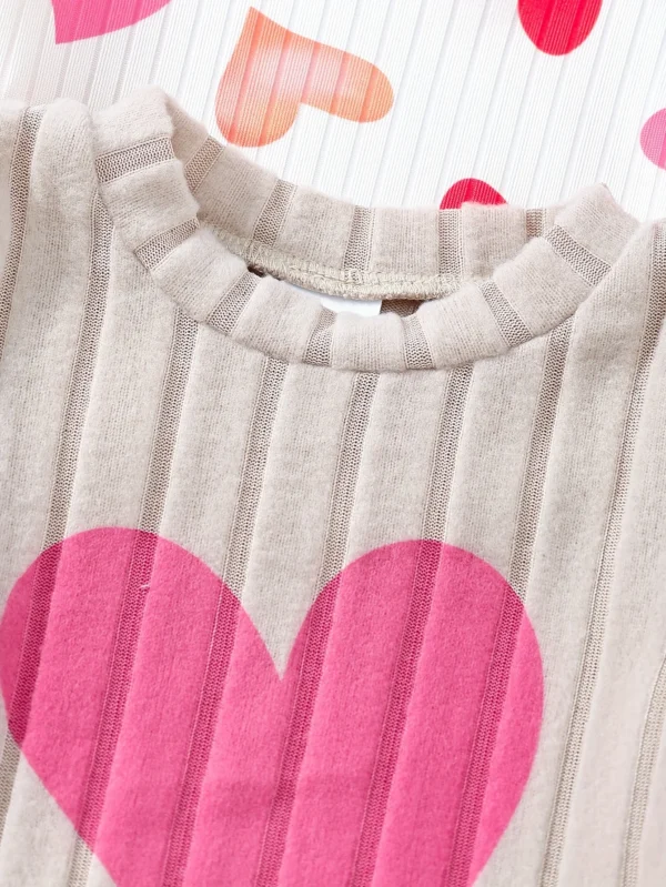 Heart Print Ribbed 3-Piece Set