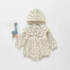 Floral Muslin Romper & Bonnet