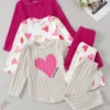 Heart Print Ribbed 3-Piece Set