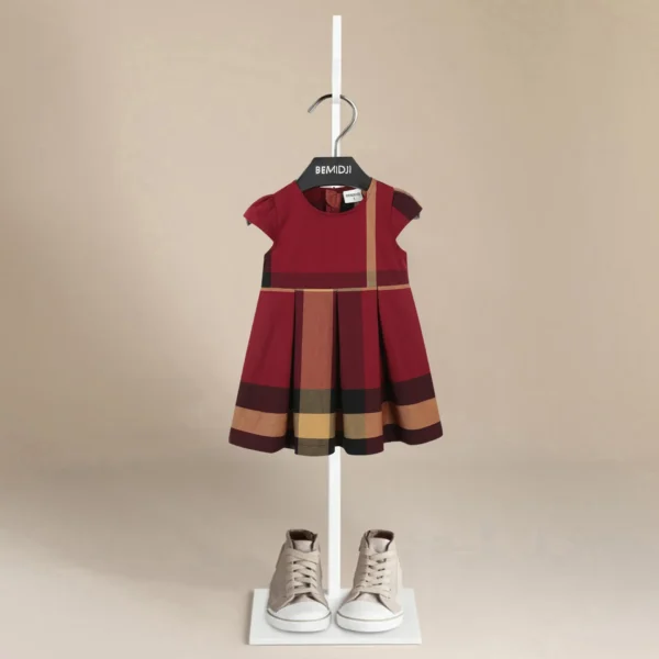 Red Tartan Pleated Dress