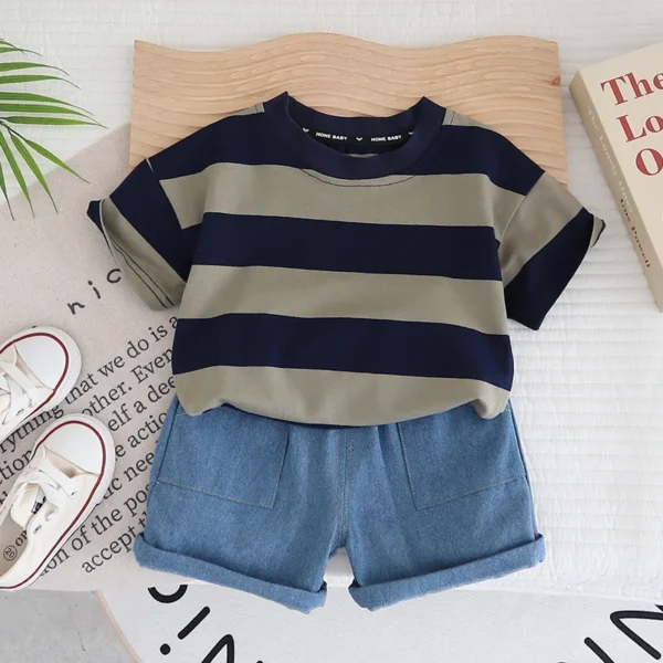 Sd3733e4a93274f9c902f4c51d44fe86fZ.webp Striped Tee & Shorts Set