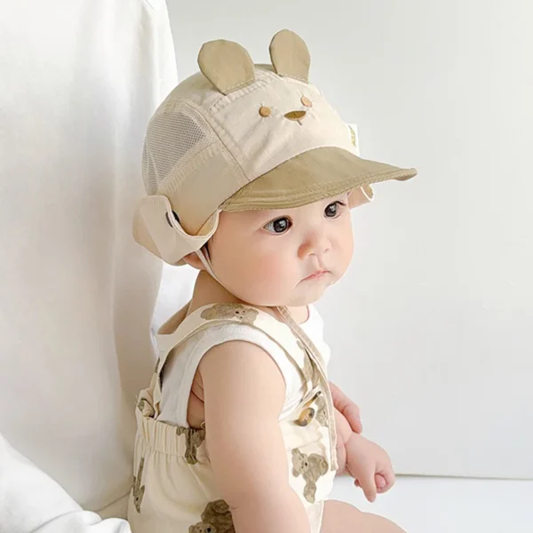 Bear Ear Sun Hat with Neck Flap