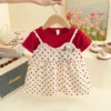 Polka Dot Faux Two-Piece Dress
