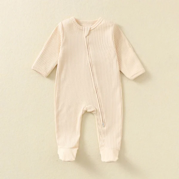 Ribbed Knit Zip Footie
