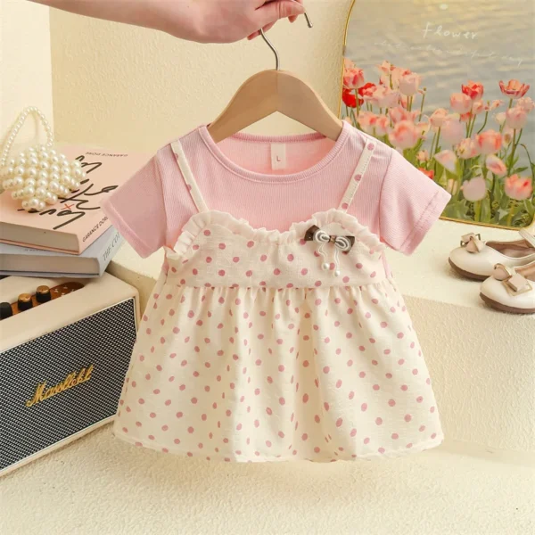 Polka Dot Faux Two-Piece Dress