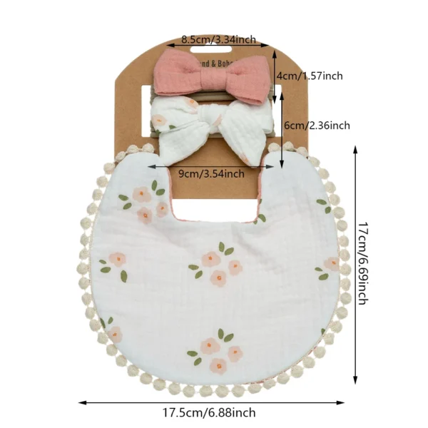 Flower Bib & Headband 3-Piece Set