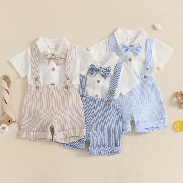 Bow Tie Romper & Suspender Set