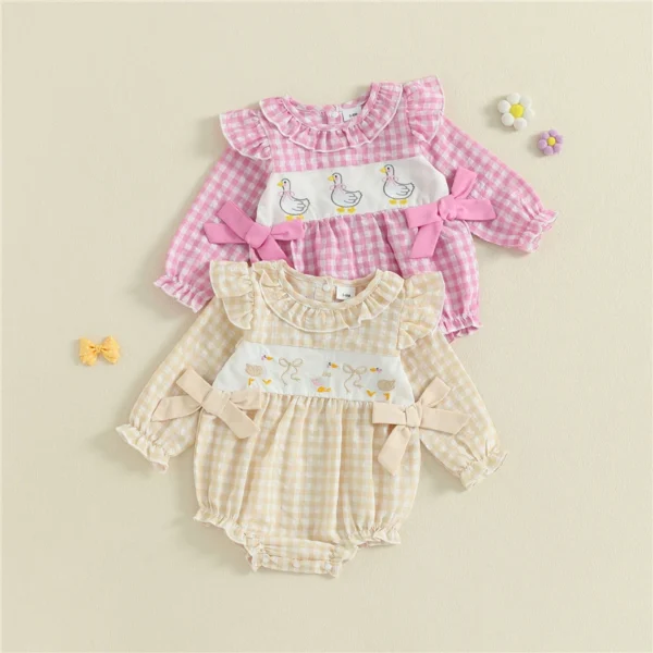Plaid Duck Bubble Romper