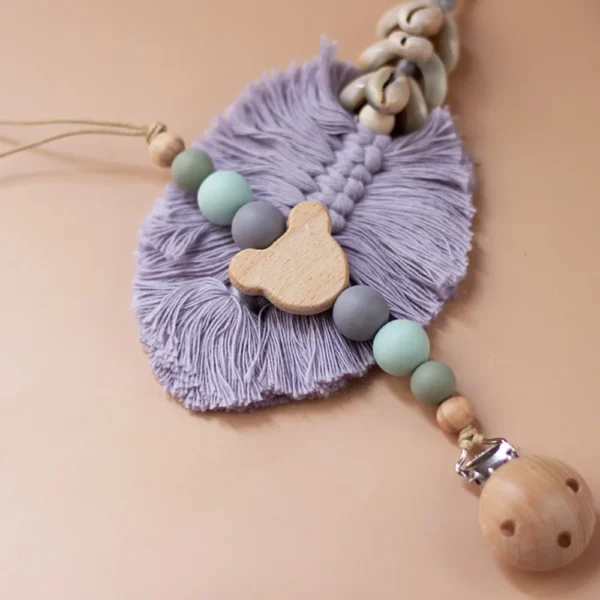 Wooden Bead Pacifier Clip